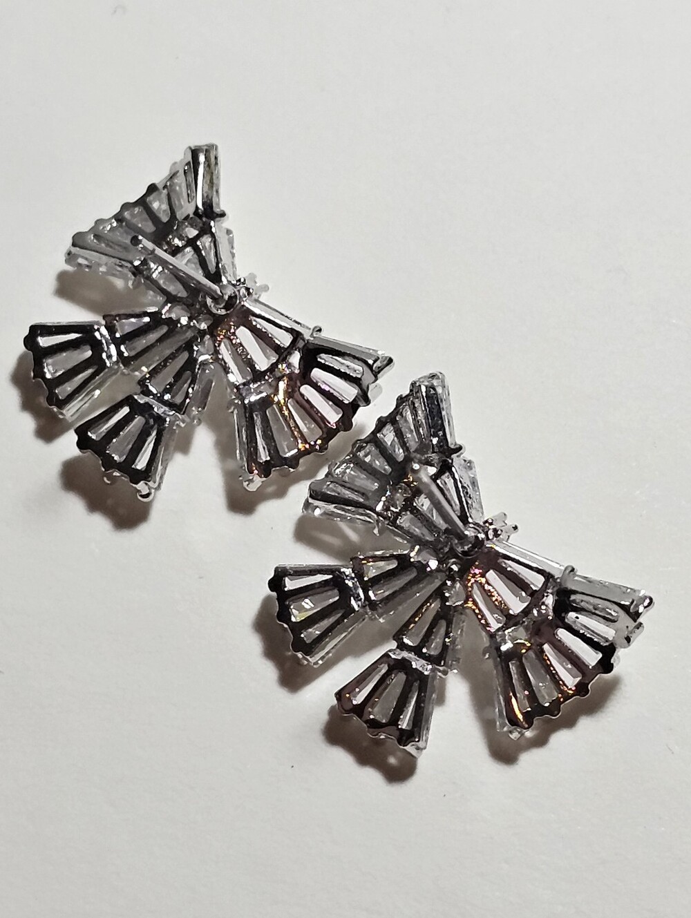 Modern Baguette CZ Bow Stud Earrings